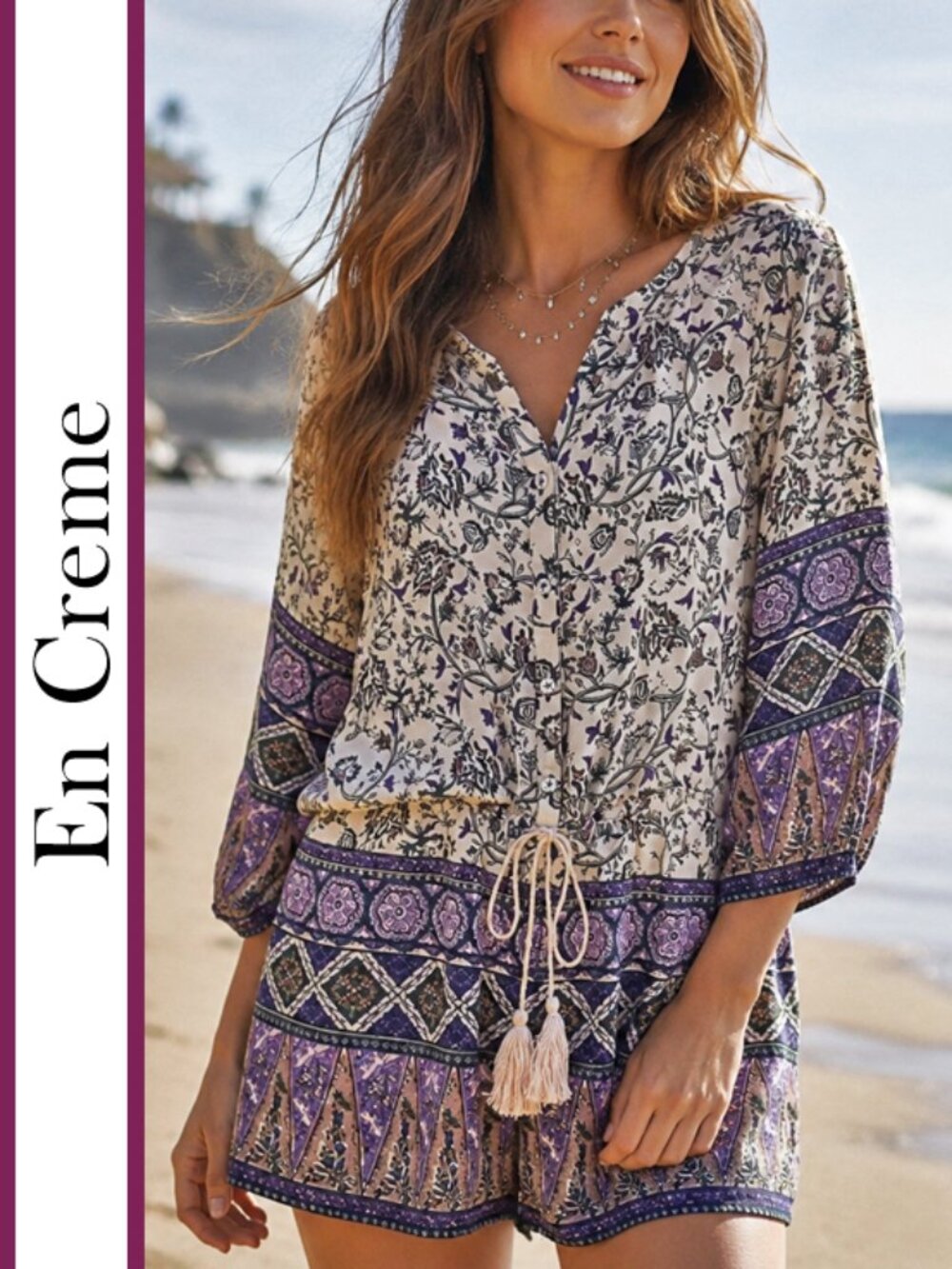 En Creme | Floral Mixed Print Romper